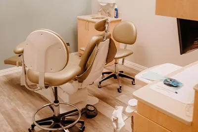 dental chair and tools inside Stonebriar Family Dentistry in Frisco, TX